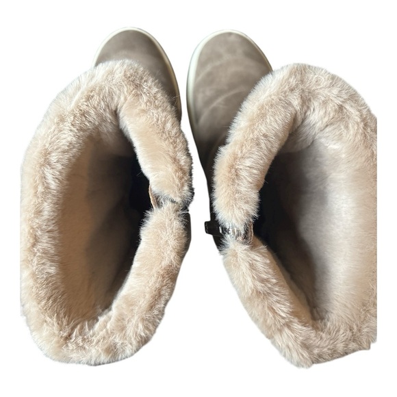 Aquatalia Waterproof Winter Boots Suede Fur Side Zip Light Taupe New Size US 5.5 - Picture 8 of 12
